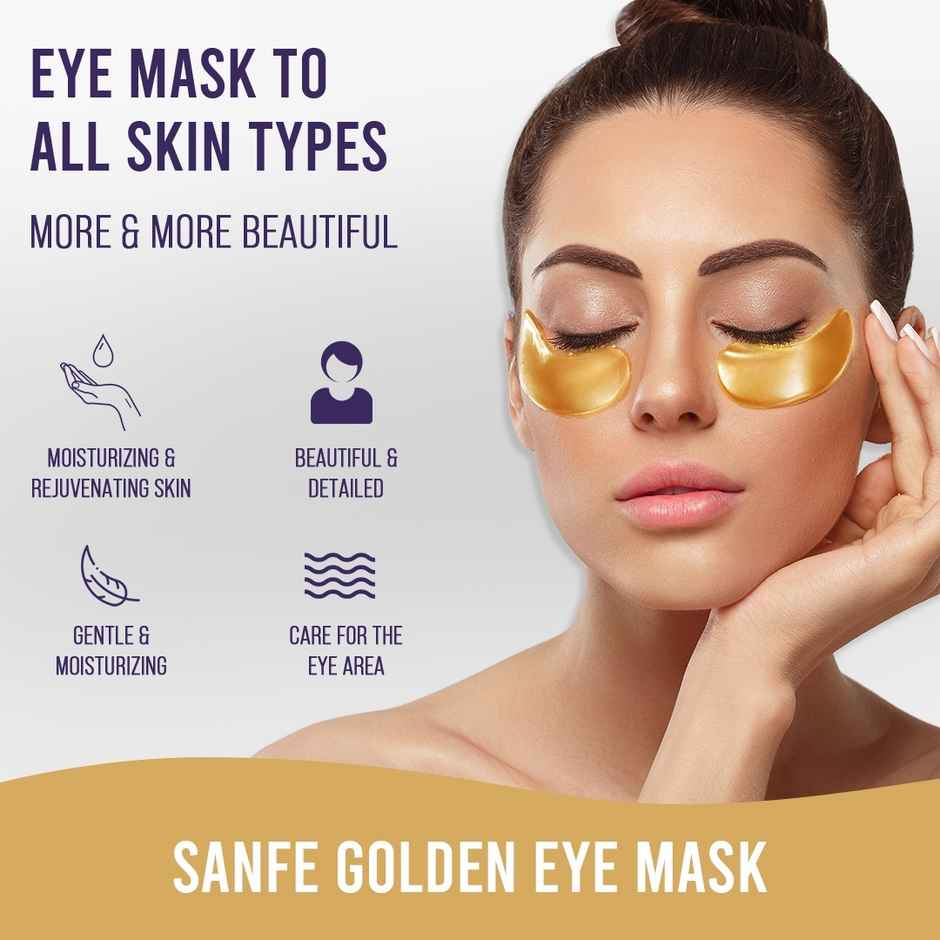 Sanfe Golden Eye Mask | 15 min treatment | Reduces dark circle, wrinkles, brightens | 3 Pairs