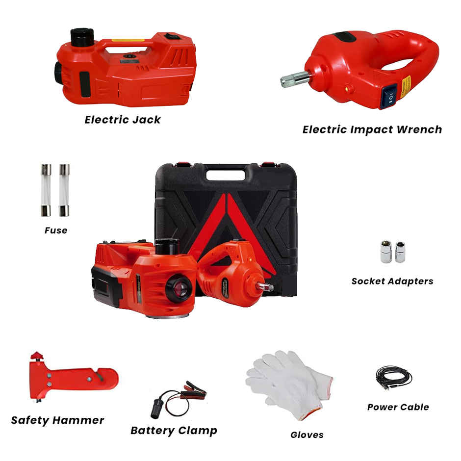 Potauto Electric Hydraulic Jack Lift & Wrench Kit For Changing Tyres | 5 In 1 Set For Car