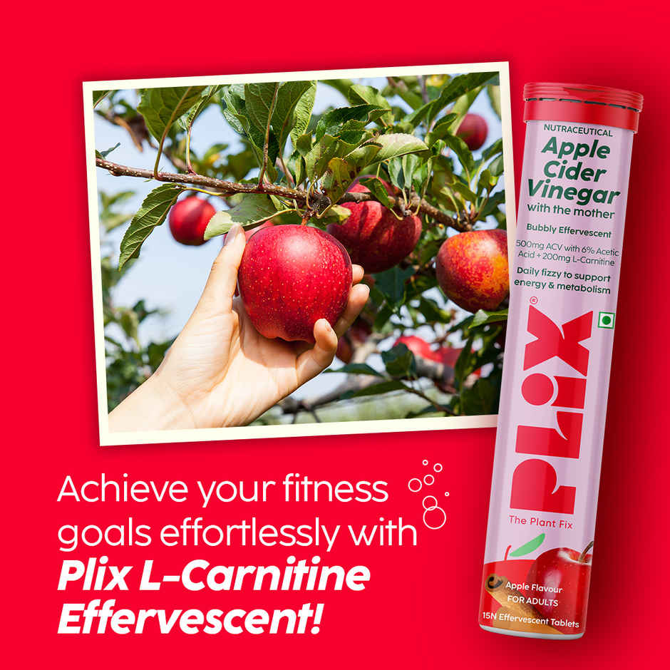 Plix Apple Cider Vinegar L-Carnitine Effervescent for converting fat into energy - Pack Of 1 Combo