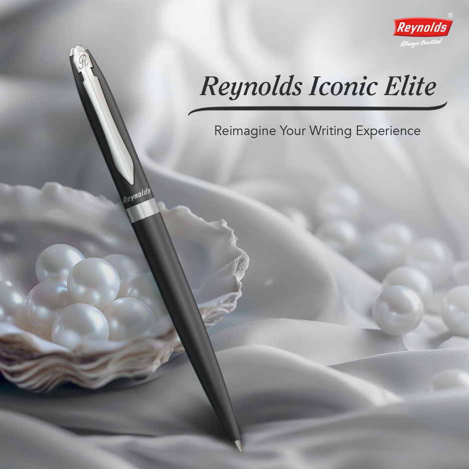 Reynolds Premium Metal Pen With Twist Mechanism, Iconic Elite Gun Metal (Blue Pen)
