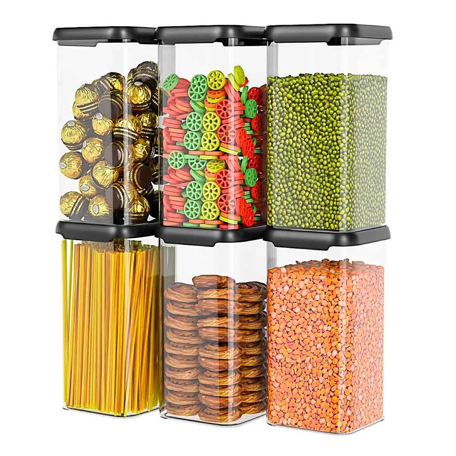 Tex-Ro Simple Cap Plastic Container for Kitchen Organizer - 1500 ml | Pack of 6