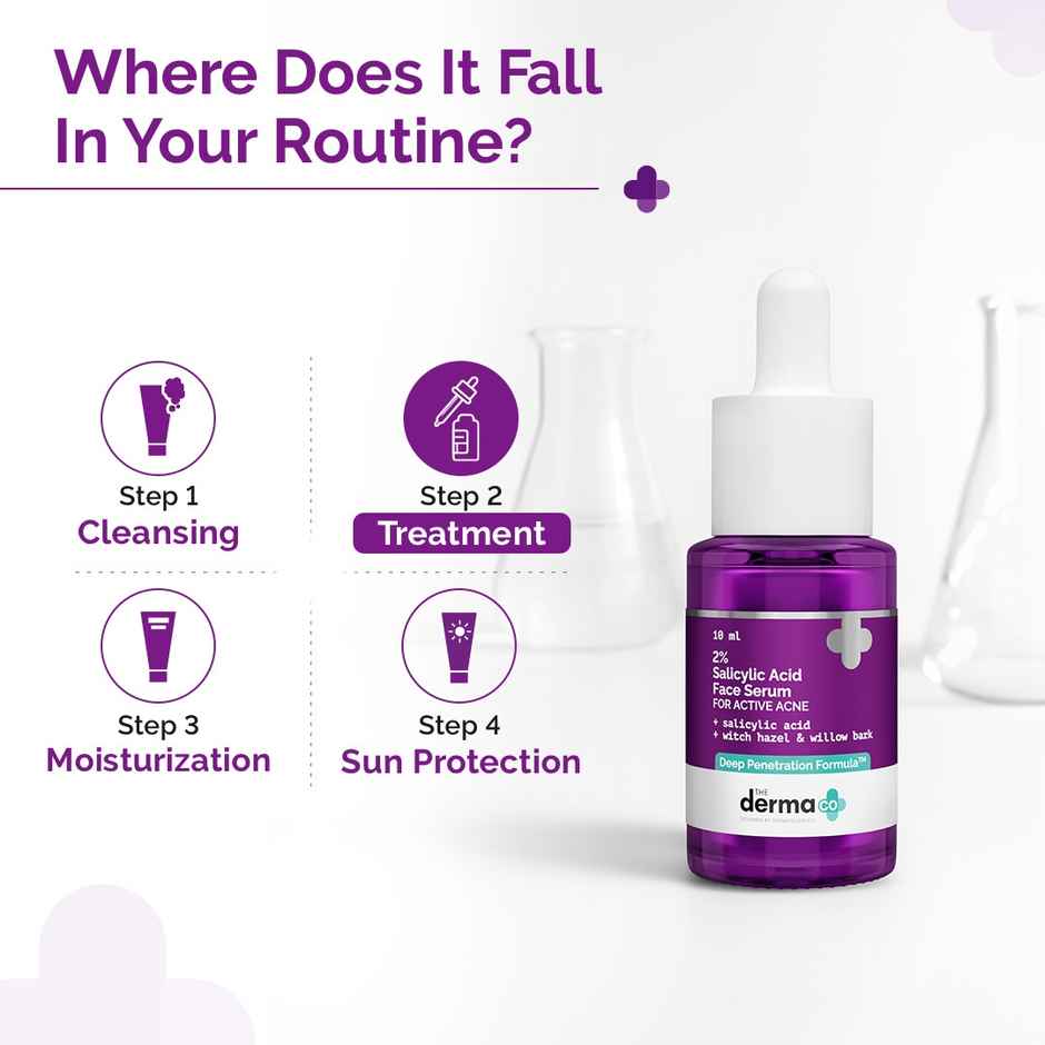 The Derma Co 2% Salicylic Acid Serum With Witch Hazel & Willow Bark For Active Acne Day+Night