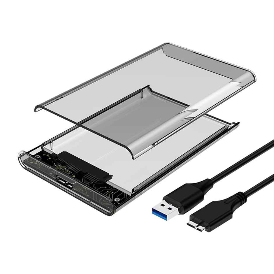 Dyazo Transparent 2.5 Inch SATA to USB 3.0 HDD/SSD Enclosure - UASP Support - Black