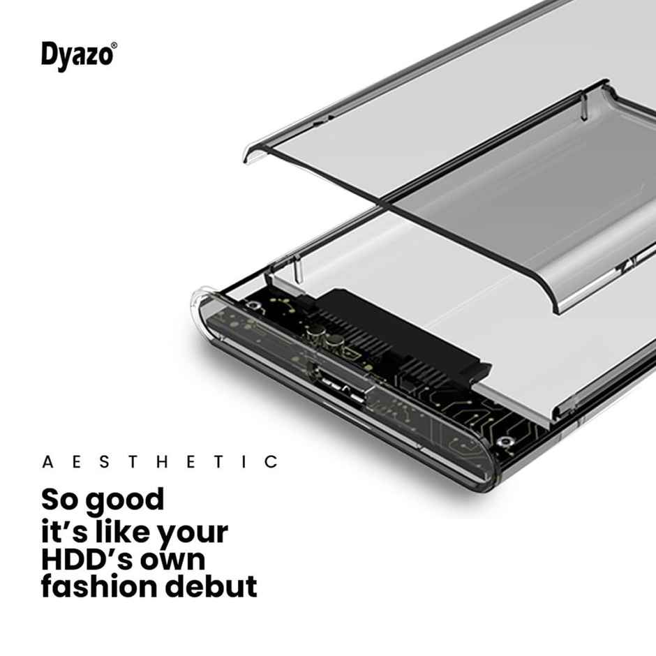 Dyazo Transparent 2.5 Inch SATA to USB 3.0 HDD/SSD Enclosure - UASP Support - Black