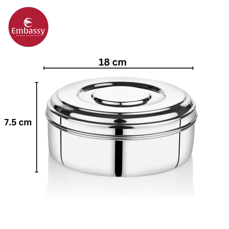 Embassy Masala Dabba/Spice Box, 7-Cups, 18 cms Diameter, Size 11, Premium Stainless Steel