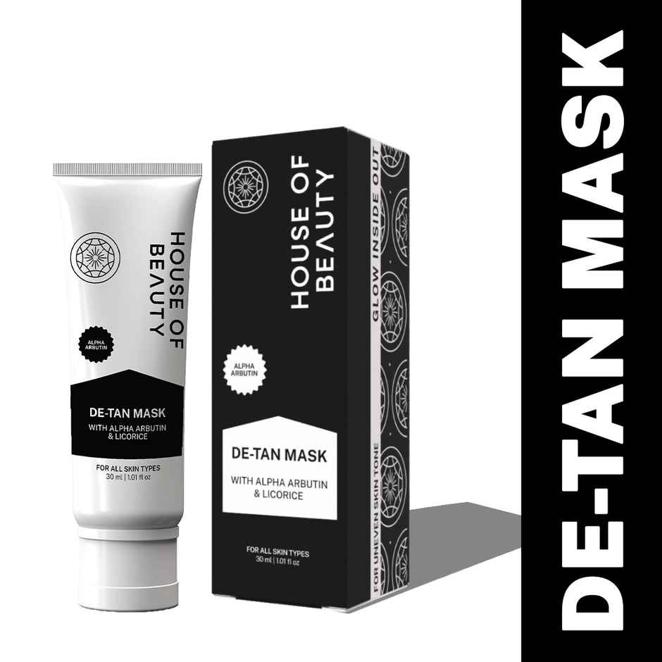 House Of Beauty De-Tan Mask For Tanning, Uneven Skin & Brown Spot Reduction W/T Arbutin