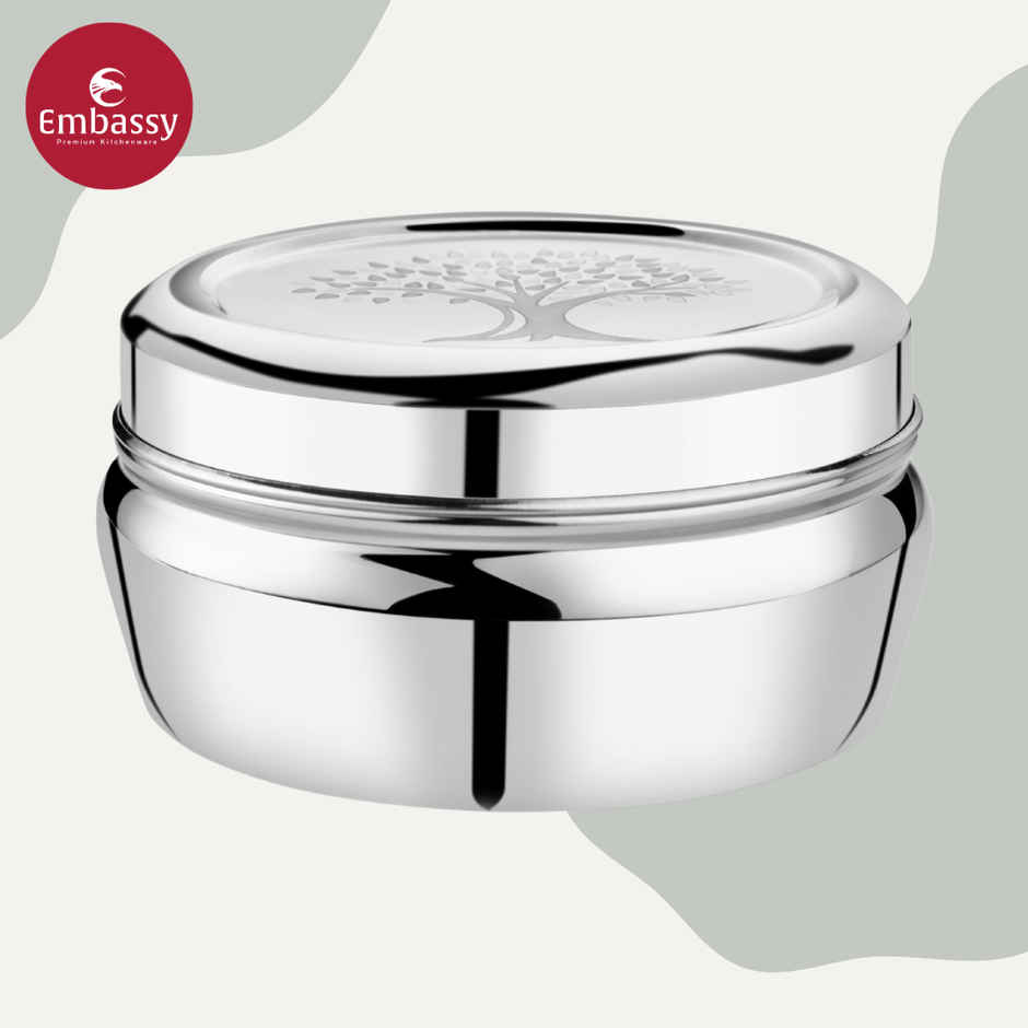 Embassy Oaktree Storage Containers / Dabbas / Laser-Design Canisters, Set Of 3 (350,500,700 ml), Ss