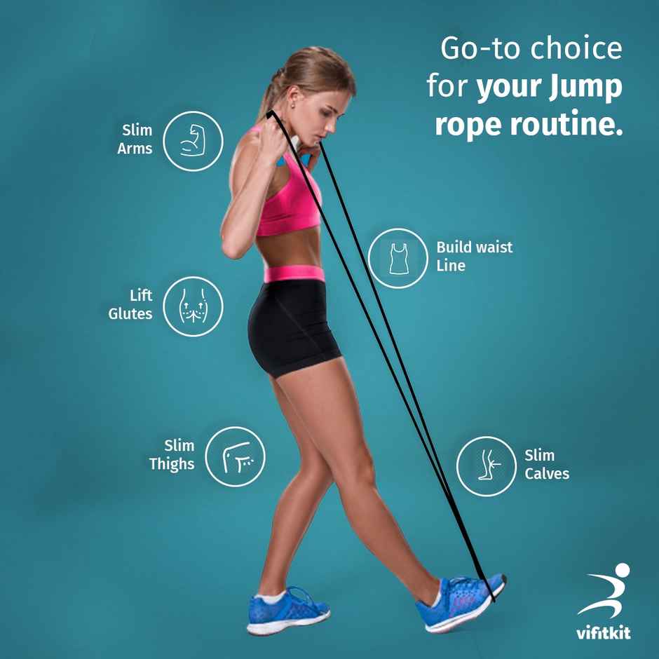 VFK by Xtrim Skipping Rope with Adjustable Height for Exercise, Sports, Tangle-Free Design |Black