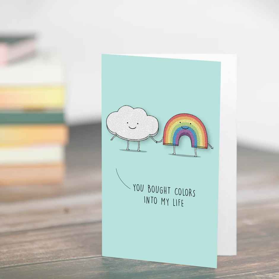 Itsy Bitsy Greeting Card & Envelope You Brought Colors Into My Life 4 x 6 Inch Approx 2 Pc Pb Lb