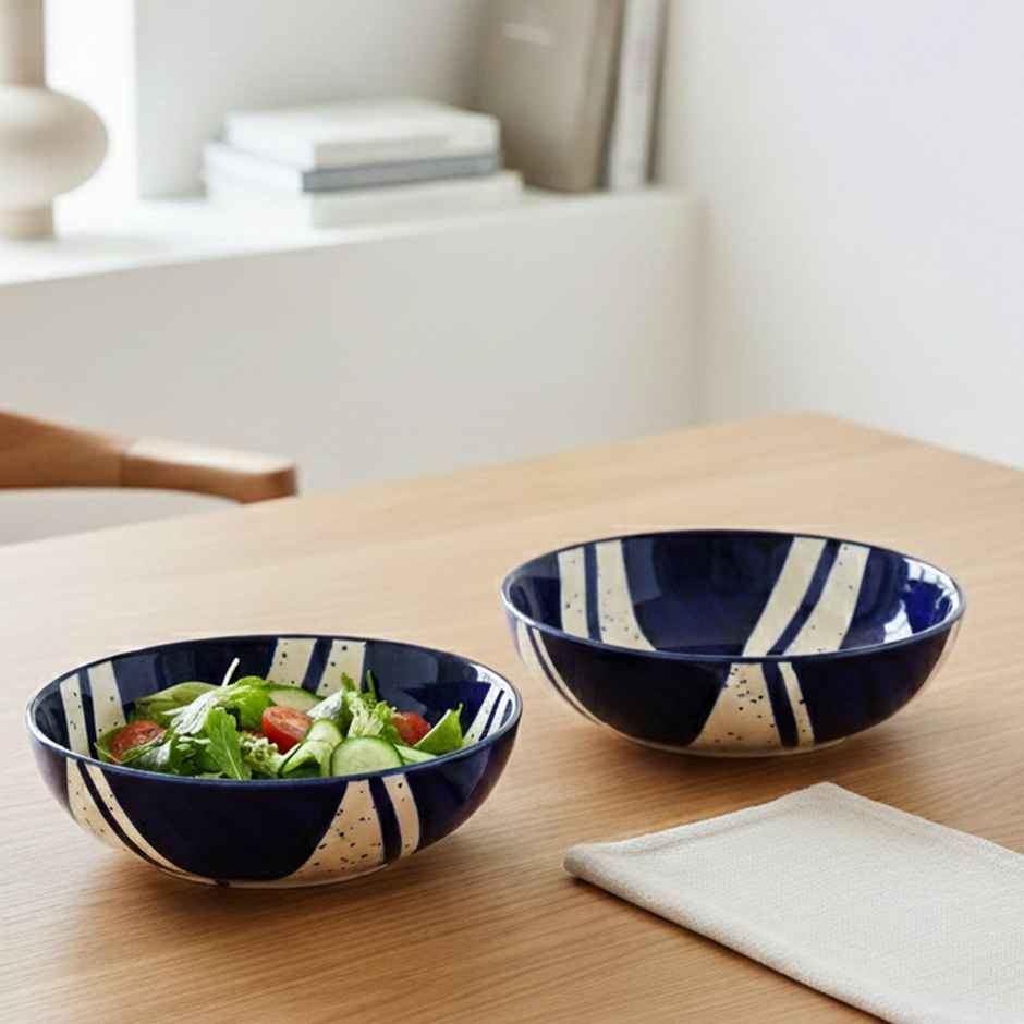 BlackCarrot Blue Splash Snack Bowl Set | Blue & White | Animal Bone Ash Free Stoneware