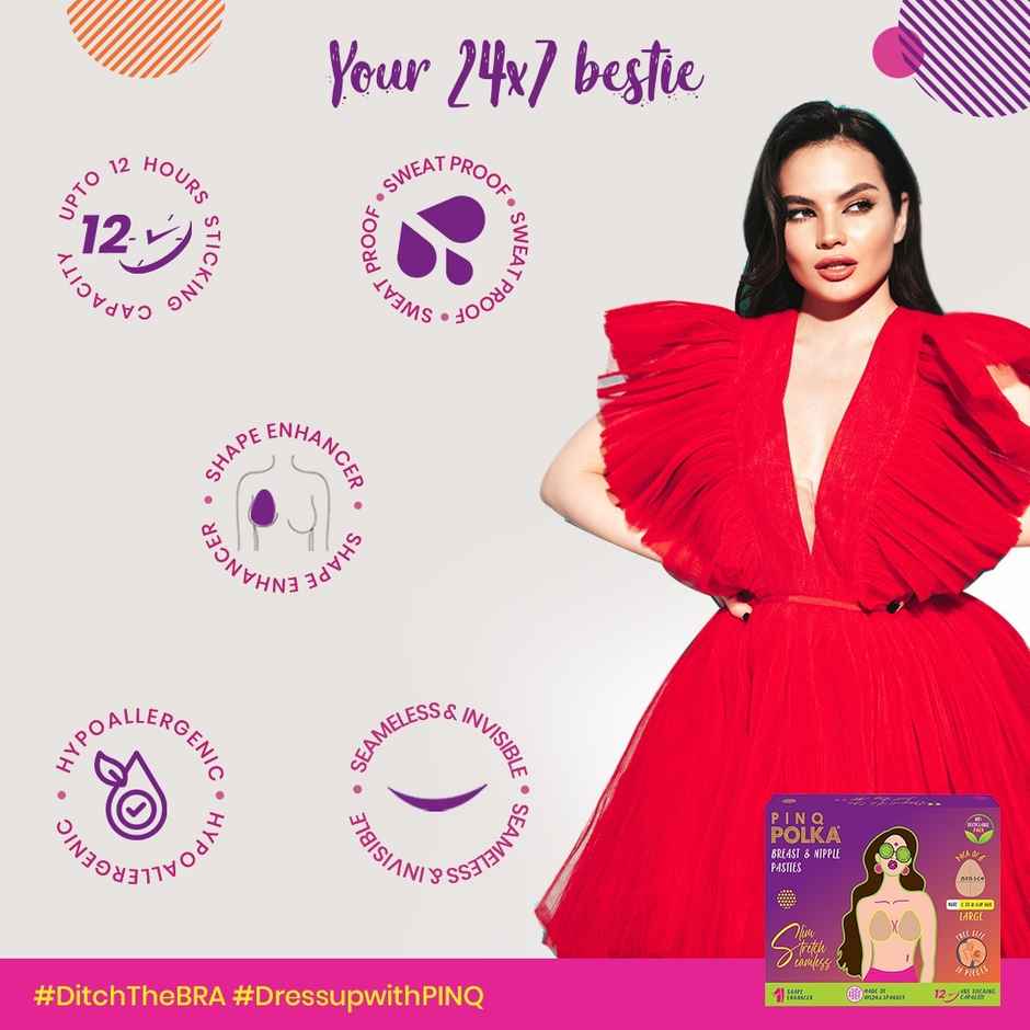 PINQ POLKA Breast X Nipple Pasties - Nude | Large