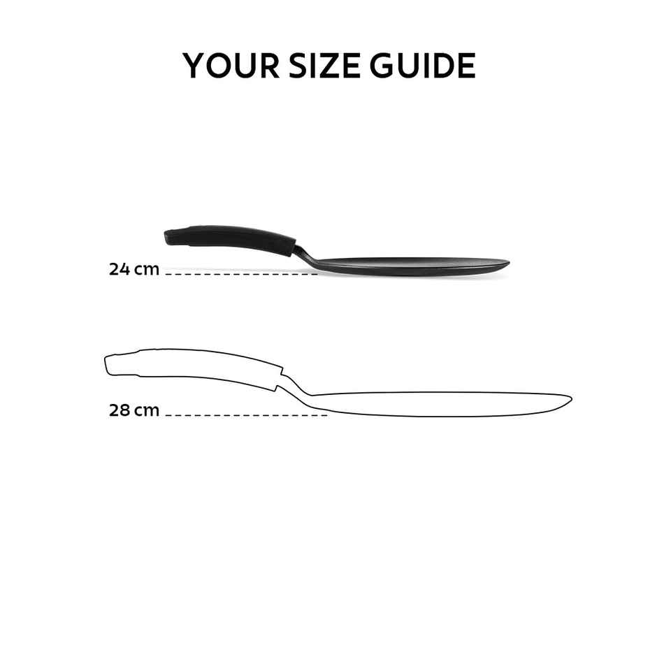 Tramontina Titanex 24 cm Pre-Seasoned Cast Iron Dosa Tawa Non-Toxic, Induction Compatible, Heat-Resistant Non-Slip Grip, Natural Stone Finish, Raised Side for Spill-Free Cooking, Long Heat Retention