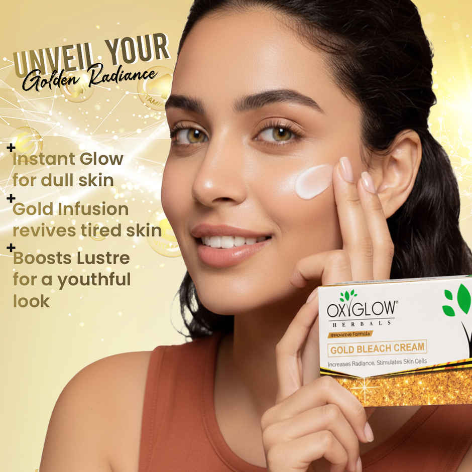 Oxyglow Herbals Gold Bleach Cream For All Skin Types | Gives Instant Glow & Lightens Pigmentation