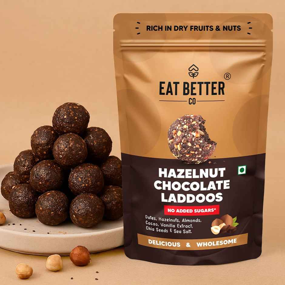 Eat Better Co Hazelnut & Chocolate Ladoos | No Added Sugar | High Protein | Truly Natural