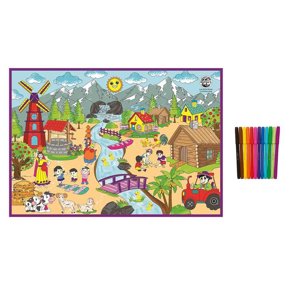 Ratna's My Colouring Mat Modern Village
