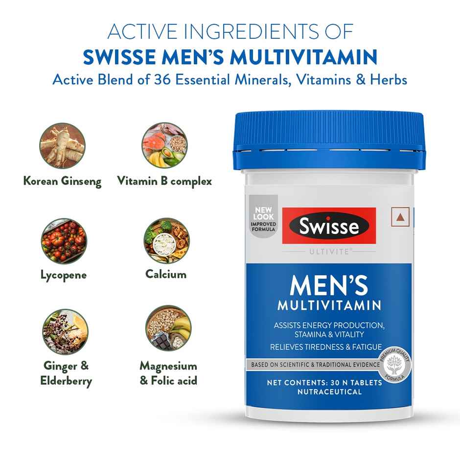 Swisse Men'S Multivitamin - Boosts Energy, Stamina & Vitality, Vitamins & Minerals (30 Tabs)