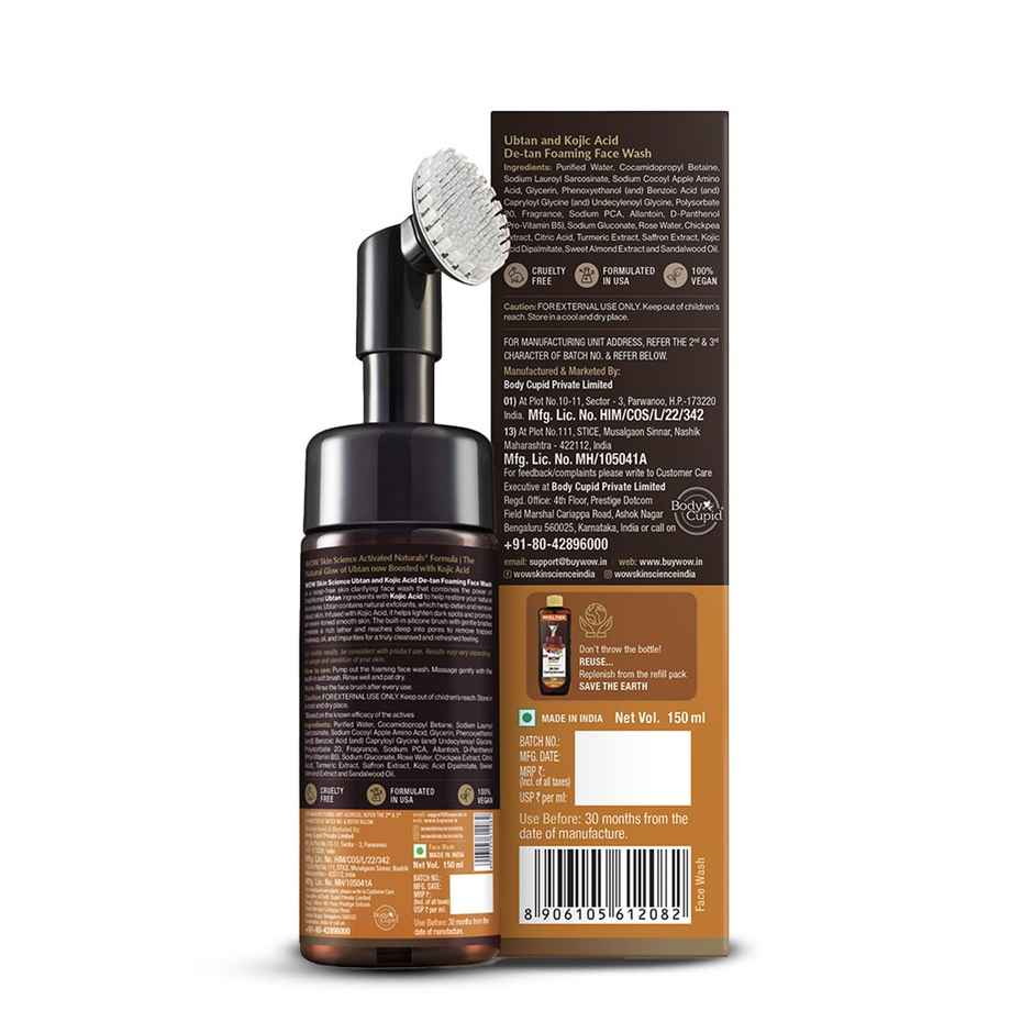 WOW Skin Science Ubtan Foaming Face Wash With Built-In Face Brush For Deep Cleansing - No Parabens Sulphate Silicones & Color