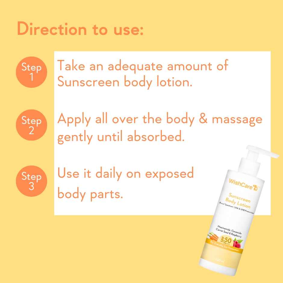 WishCare Sunscreen Body Lotion SPF 50 PA+++|UVA & UVB Protection With No White Cast|In-Vivo Tested