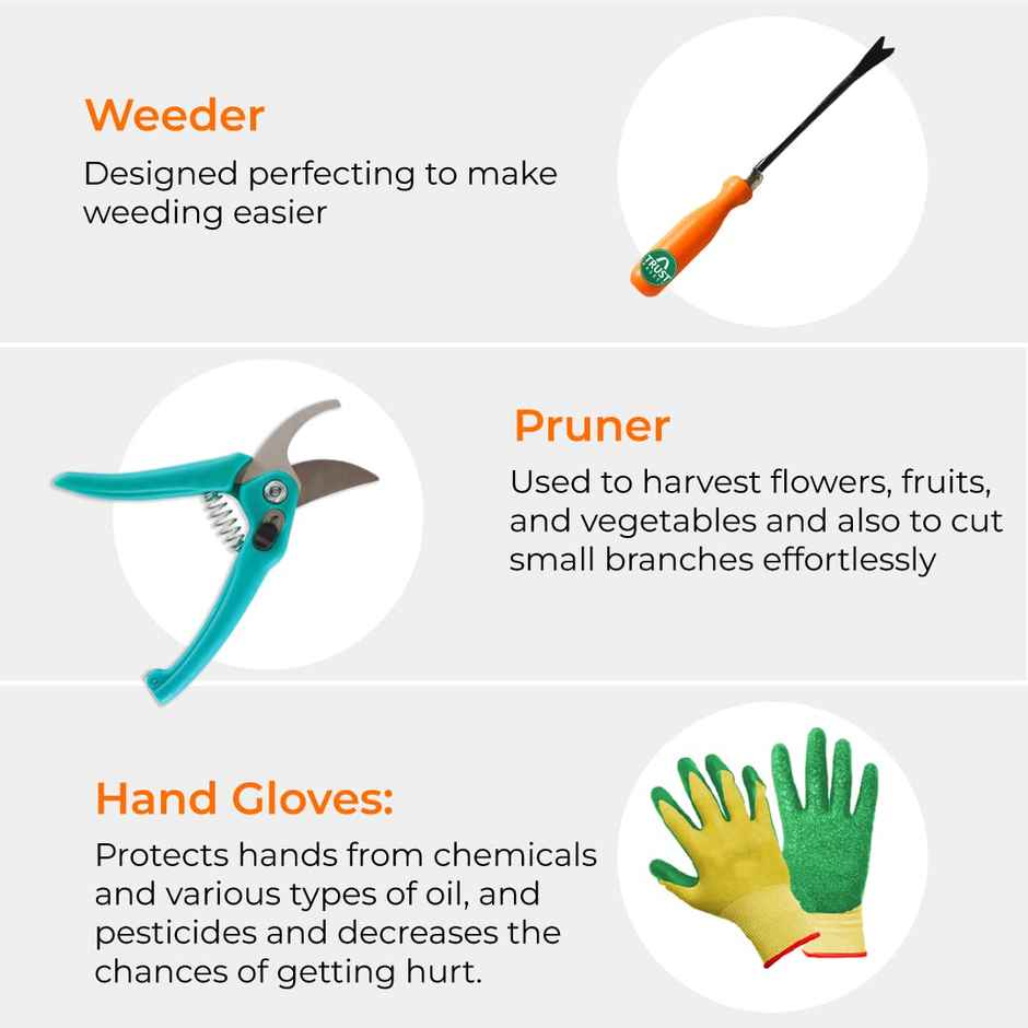 TrustBasket 7 Pcs Gardening Tool Kit | Multi | Purpose Home Garden Tools Set | Multicolor
