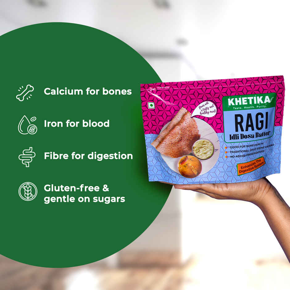 Khetika Fresh Idli Dosa Batter (1kg) & Khetika Ragi Millet Dosa Batter (500g) Combo
