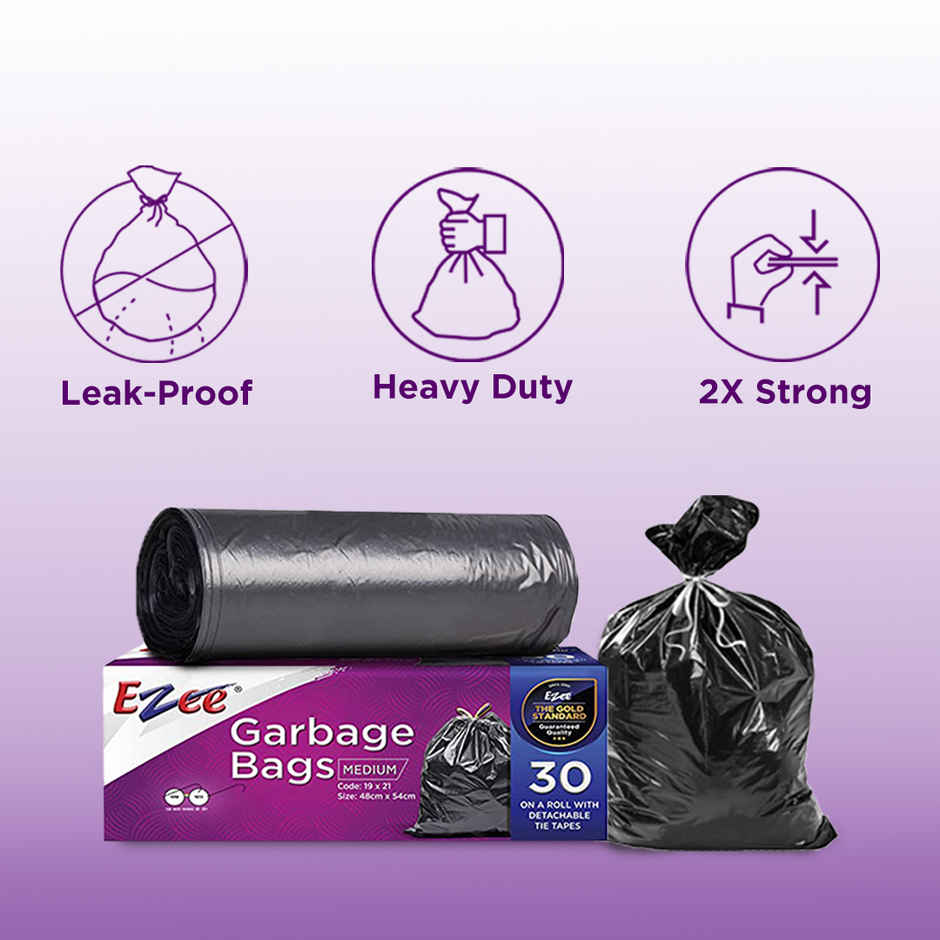 Ezee Black Garbage Bags Medium - 19 x 21 Inch