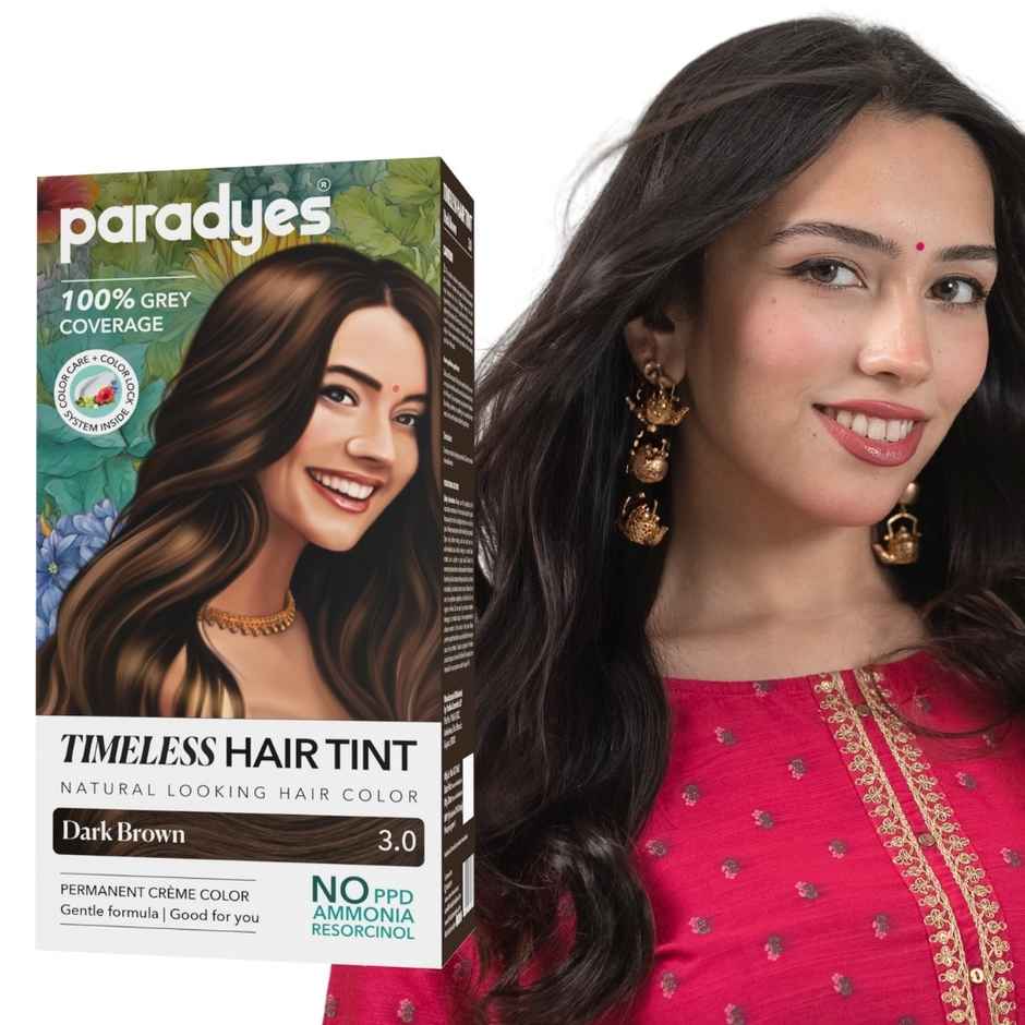 Paradyes Dark Brown Timeless Hair Tint, Permanent Creme Hair Colour - 3.0 Dark Brown