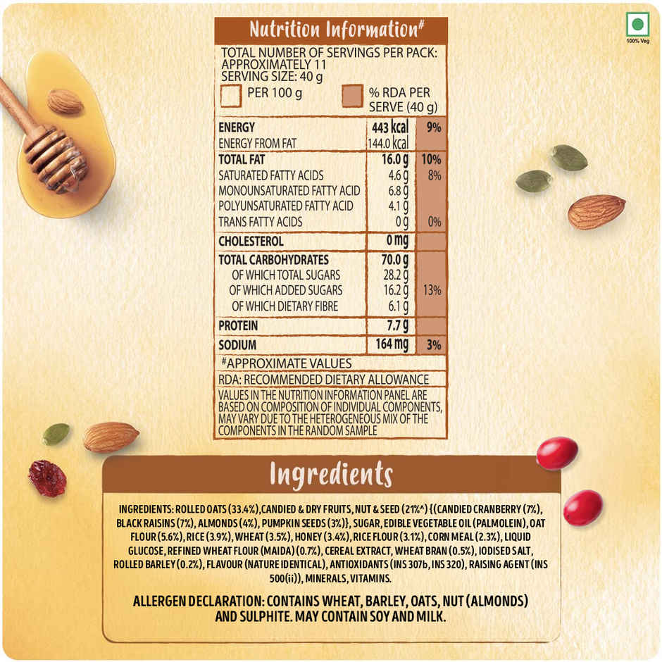 Kellogg's Crunchy Granola | Muesli | Honey, Almonds, Cranberries & Pumpkin Seeds