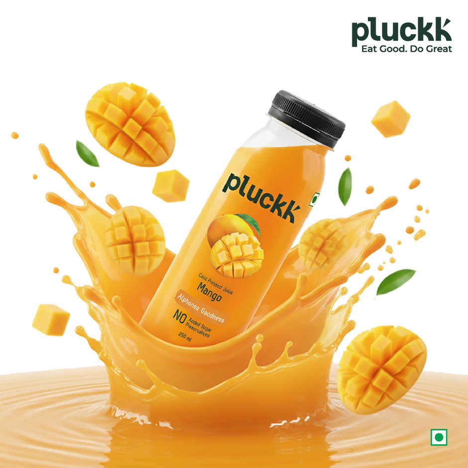 Pluckk Cold-Pressed Mango Fruit Juice | No Added Sugar | No Preservatives | Rich in Potassium