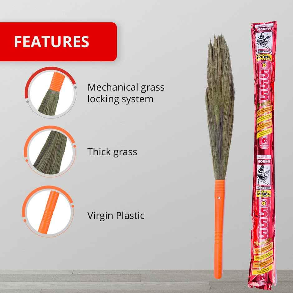 Monkey 555 Premium Plastic Natural Grass Broom