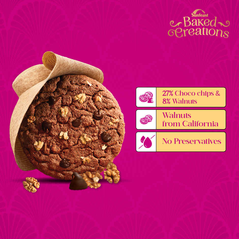 Walnut & Chocochip Cookies Crafted with Californian Walnuts by Sunfeast Baked Creations
