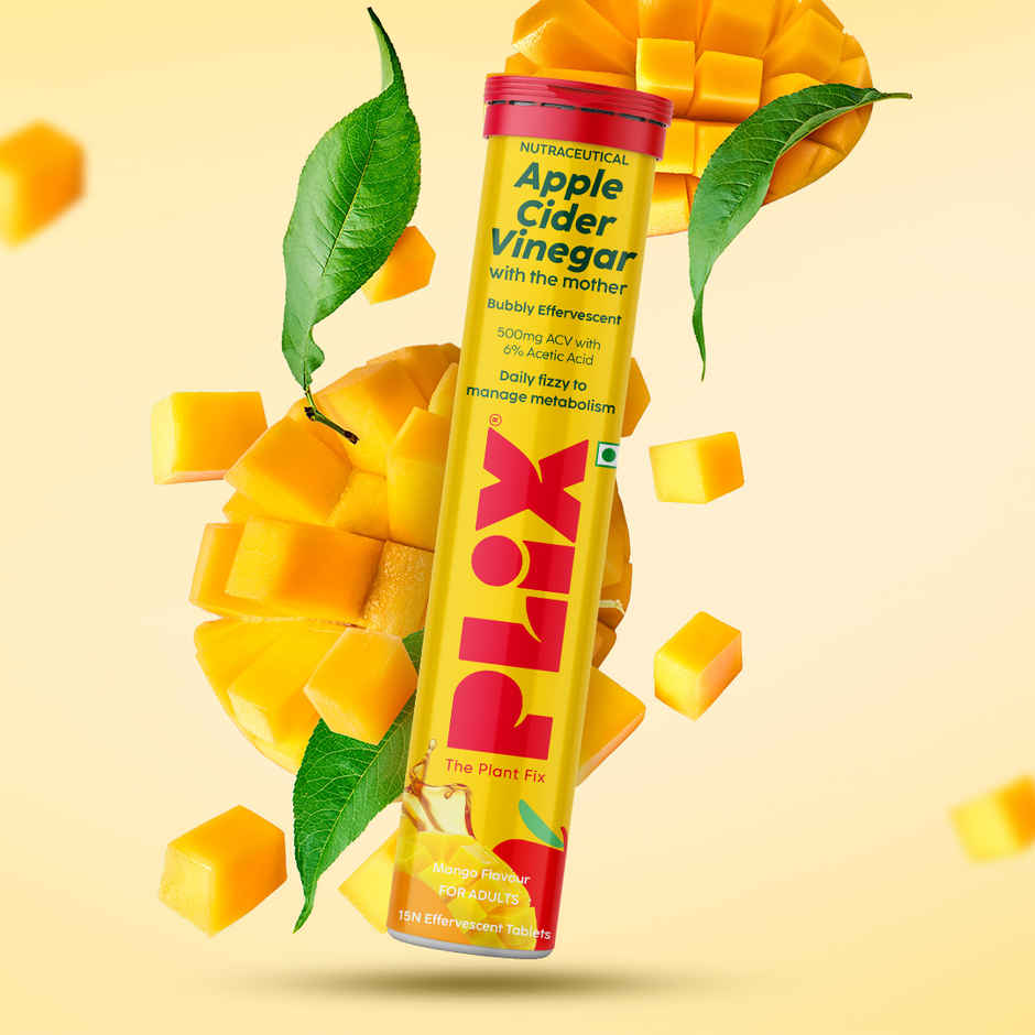 Plix Apple Cider Vinegar Effervescent for Weight Loss (Mango) - Pack Of 1