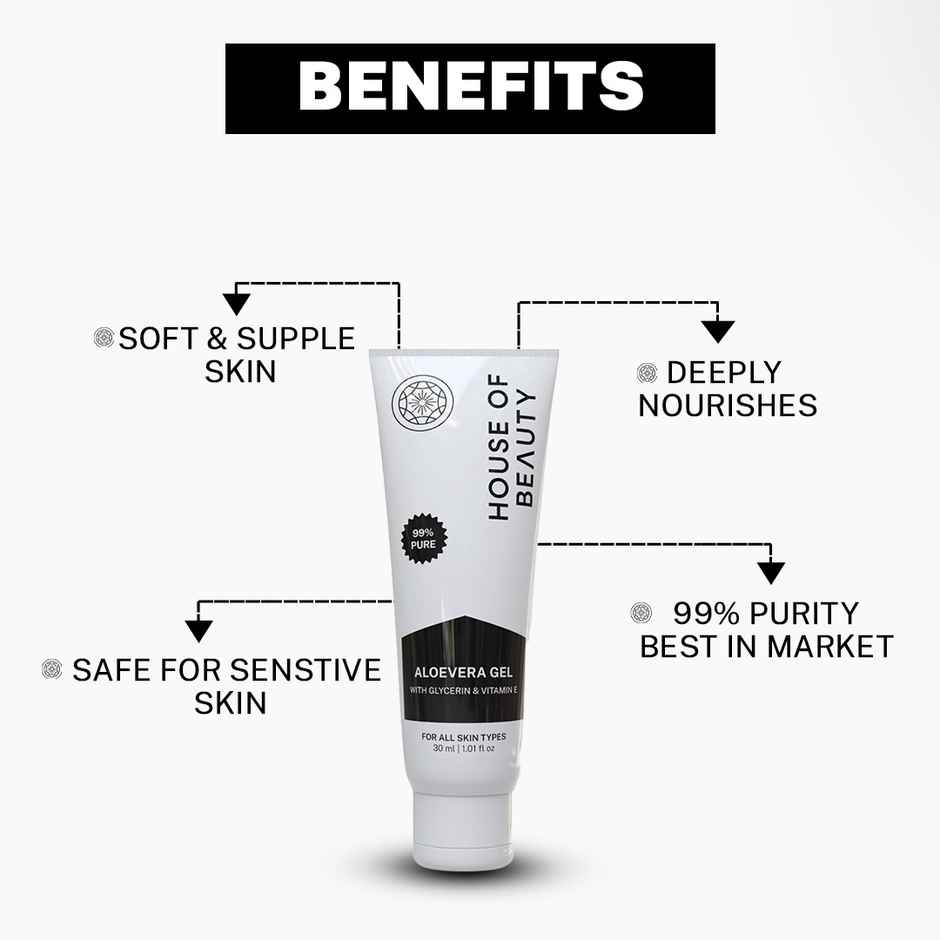 House of Beauty Aloe Vera Gel | Soothing & Hydrating | For Acne | Redness & Skin Irritation