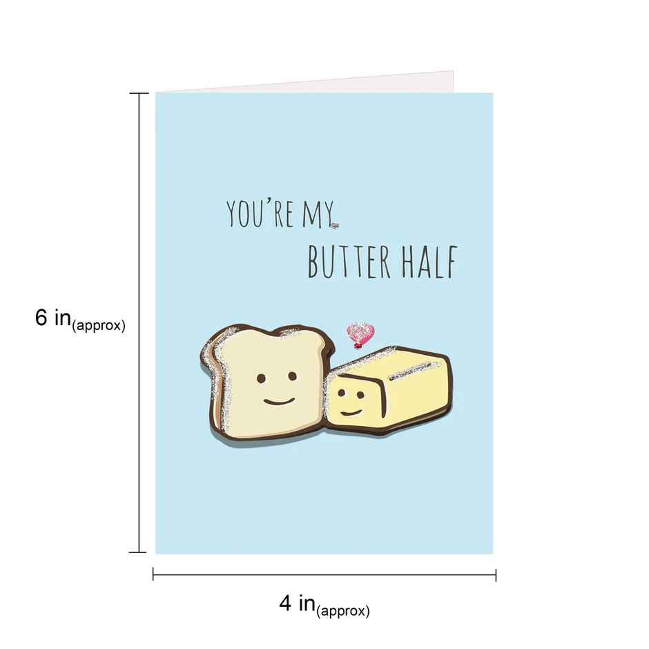 Itsy Bitsy Greeting Card & Envelope My Butter Half 4 x 6 Inch Approx 2 Pc Pb Lb