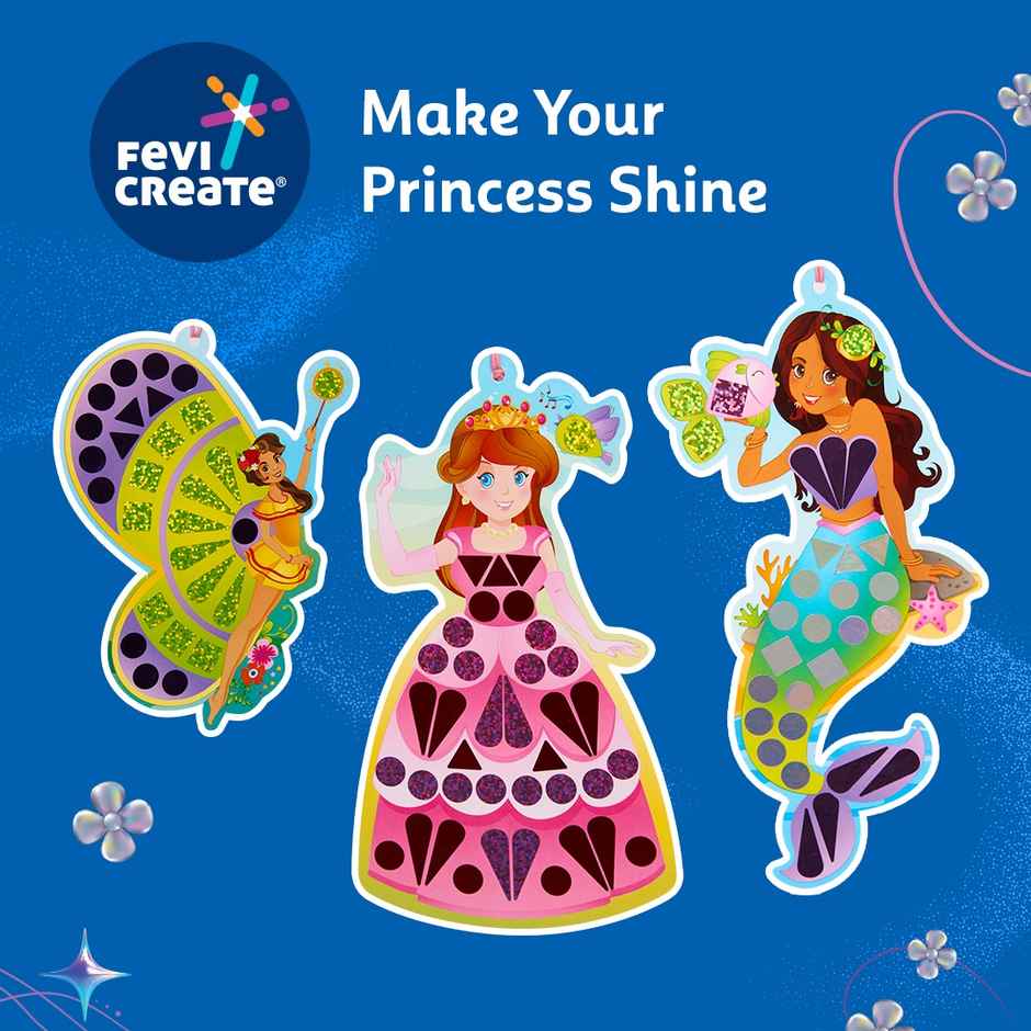 Fevicreate Stick-n-Create Mirror Magic Pretty Princess Kit Sparkly Stickers | 3+ years