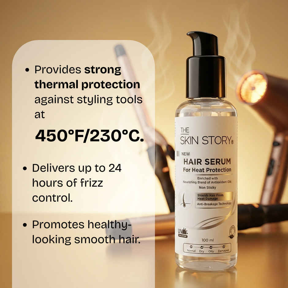 The Skin Story Heat Protection Hair Serum With UV Protection Adds Shine Anti-Frizz & Anti-Breakage