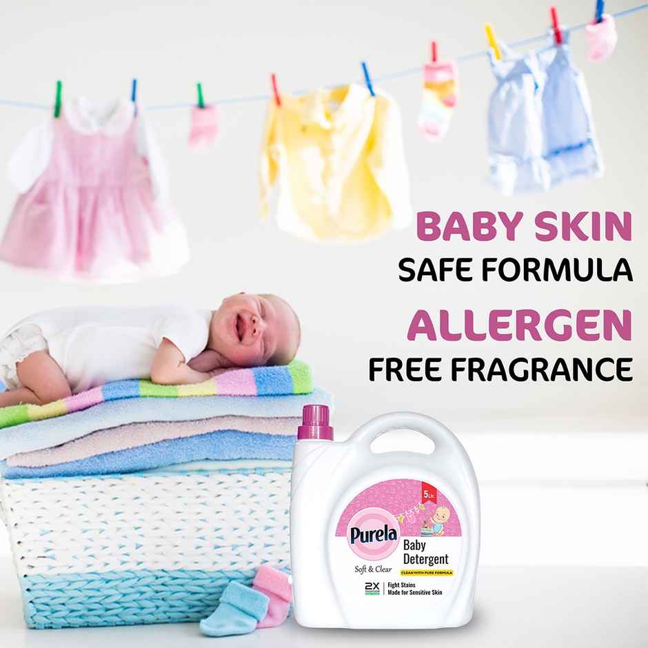 Purela Baby Laundry Liquid Detergent Washing Liquid For Baby Clothesleaf Love (Rose) 5 l