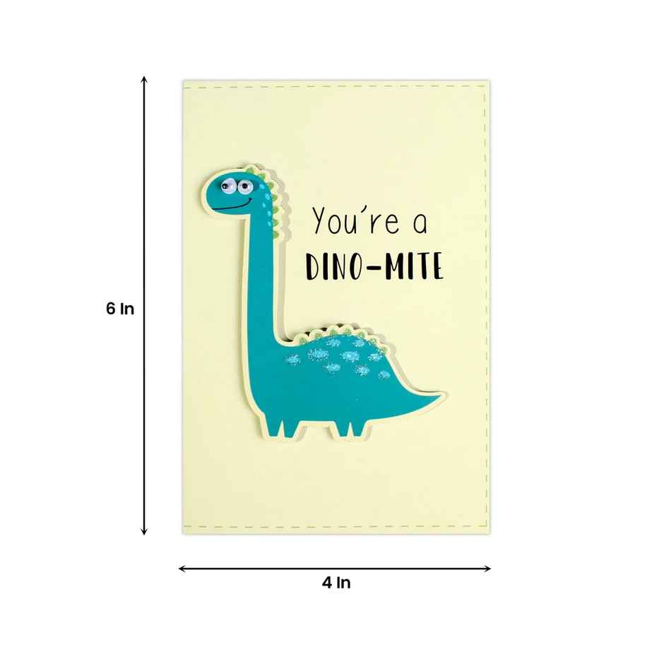 Itsy Bitsy Greeting Card & Envelope Youre a Dino-mite 4 x 6 Inch 2 Pc Pb Lb