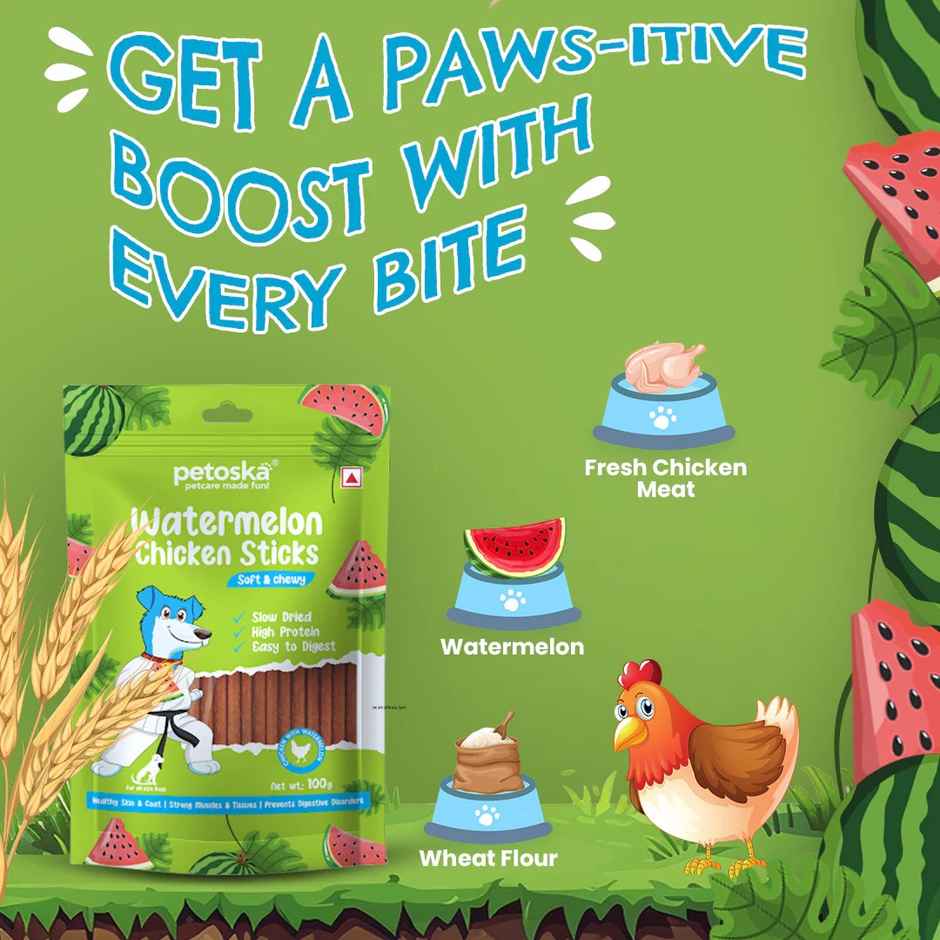 Petoska Dog Treats Watermelon Chicken Sticks Combo