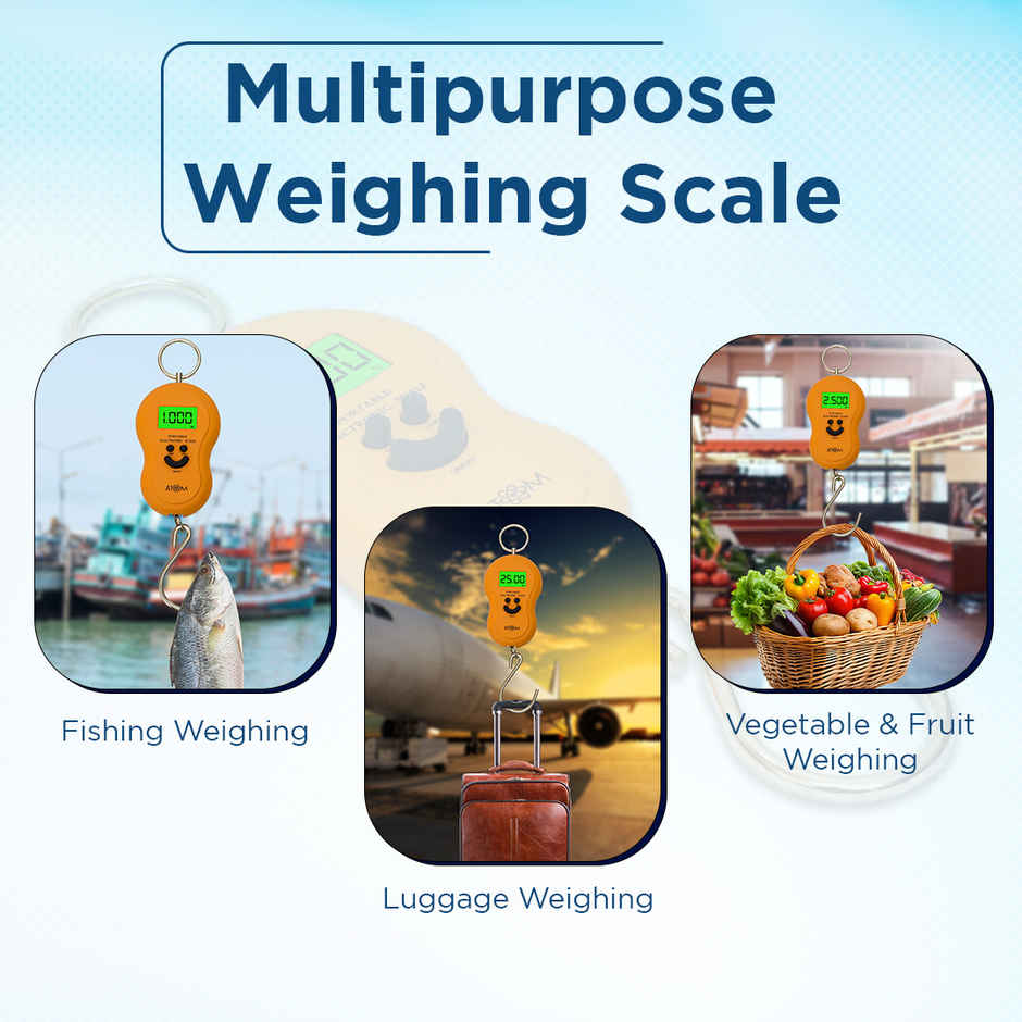 ATOM Aliston A 301 Digital Hanging Scale With Capacity 50 kg | Stainless Steel Hook For Luggage