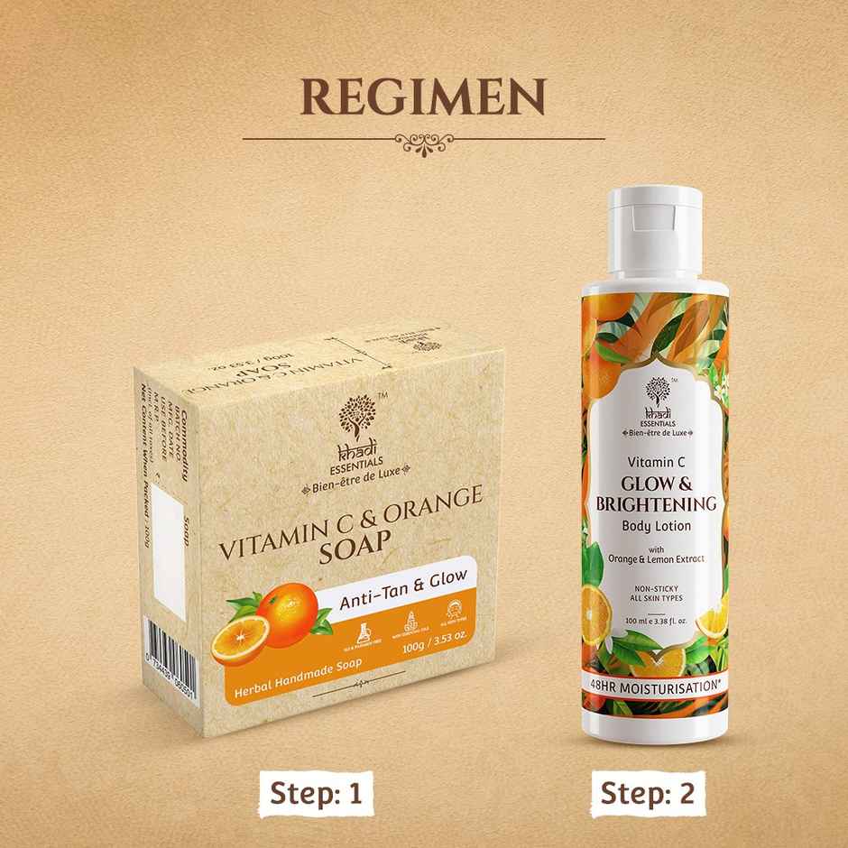 Khadi Essentials Vitamin C Glow & Brightening Body Lotion With Lemon & Orange Extract