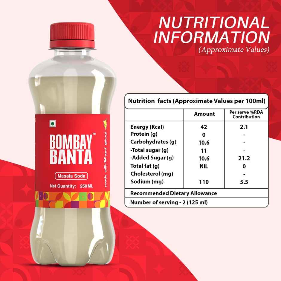 Bombay Banta Masala Soda Soft Drink | Spicy & Fizzy (250ml) & Bombay Banta Kala Khatta Soft Drink | Tangy & Fizzy (250ml) & Bombay Banta Lemon Soda Soft Drink | Refreshing & Tangy (250ml) & Bombay Banta Imli Jeera Soft Drink | Tangy & Fizzy (250ml) Combo