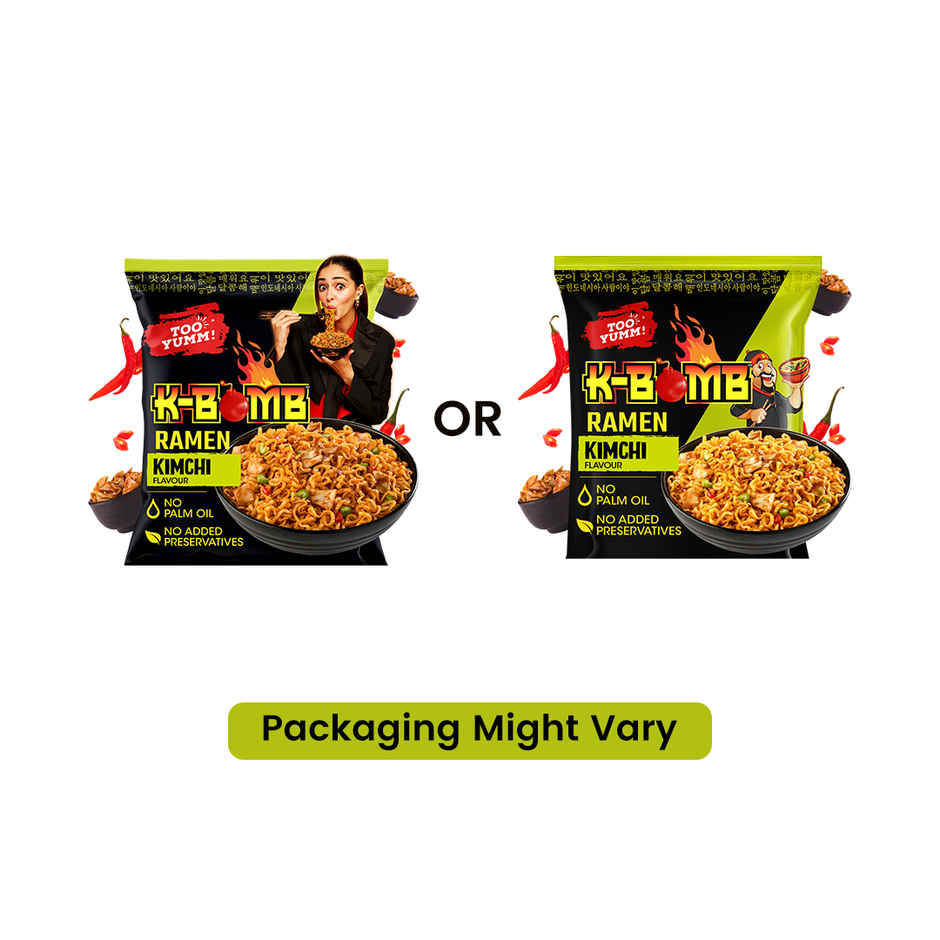 Too Yumm! K-Bomb Ramen Kimchi | Ready To Cook Instant Noodles | Korean VEG | No Palm Oil