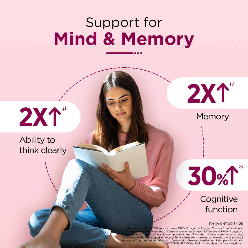 Centrum Women Multivitamins - Vit. B, C, D & more for Energy, Immunity & Radiance (30 Veg Tablets)