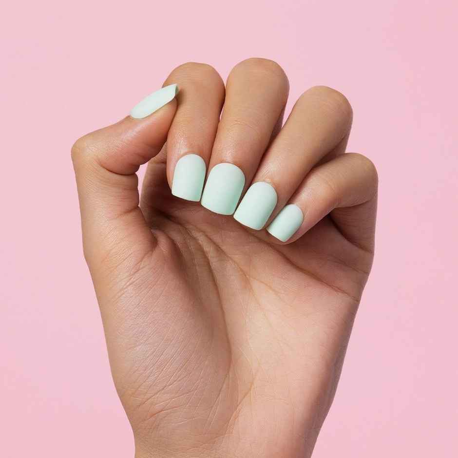 Gush Beauty | Reusable Luxury Press On Nails With Application Kit | Mint Green - Medium Almond