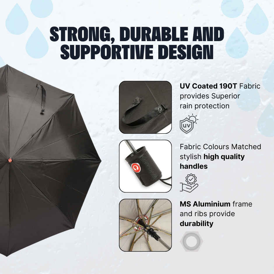 Citizen 3 Fold 22 Inch Auto Black Silver Umbrella