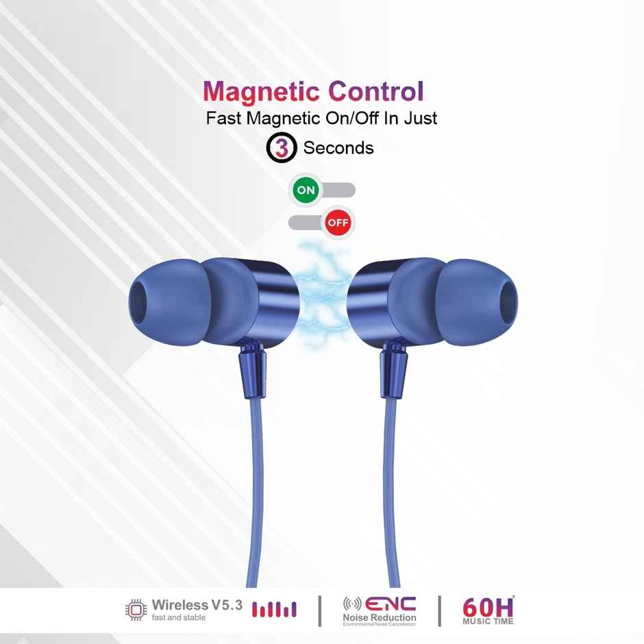 U&i Dynamic Neckband 60H Playtime | ENC | Magnetic Control | Blue