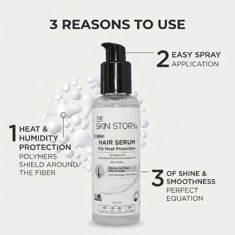 The Skin Story Heat Protection Hair Serum With UV Protection Adds Shine Anti-Frizz & Anti-Breakage