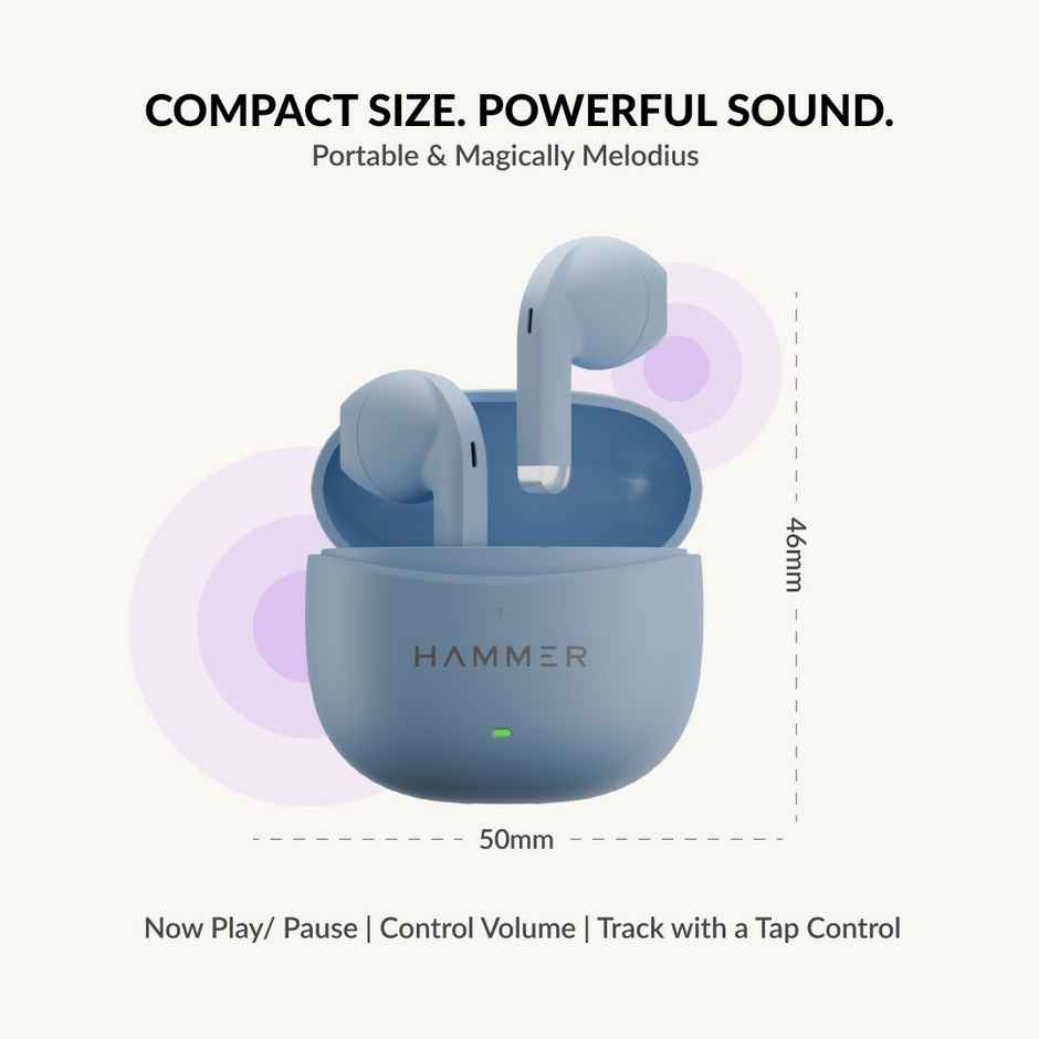 Hammer Ultra Pods True Wireless Earbuds| 13Mm Dynamic Drivers| 30H Playtime - Blue