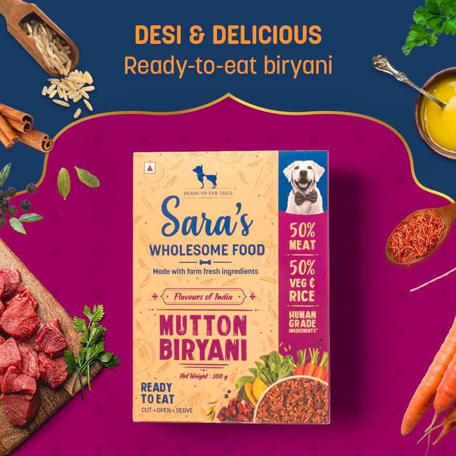 HUFT Sara's Wholesome Food Mutton Biryani Dog Food Pack