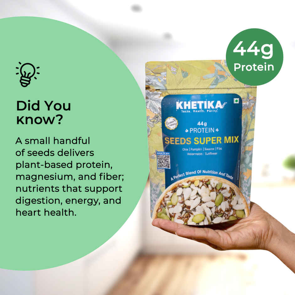 Khetika Super Seed Mix Rich in Protein 44 g, Pumpkin, Sesame, Watermelon, Sunflower, Chia Seeds